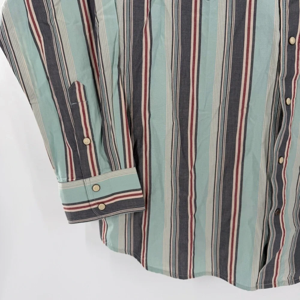 Ariat Retro Fitted Mens XXL Blue‎ Striped Western Pearl Snap Shirt LS NWT